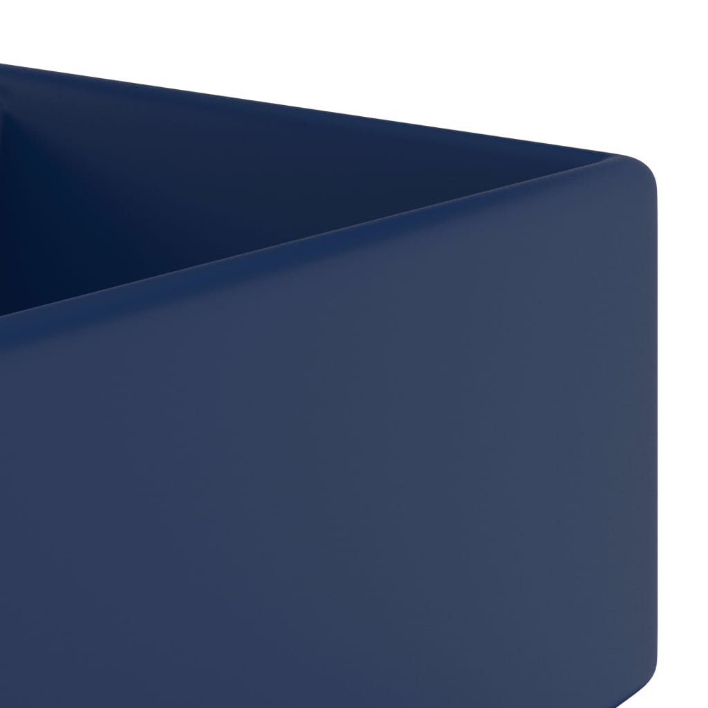 vidaXL Luxury Basin Overflow Square Matt Dark Blue 41x41 cm Ceramic