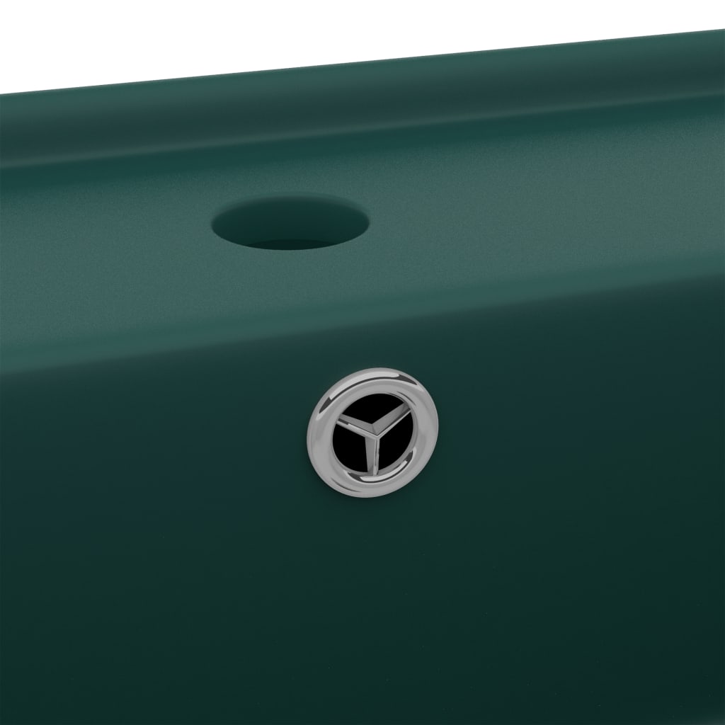 vidaXL Luxury Basin Overflow Square Matt Dark Green 41x41 cm Ceramic