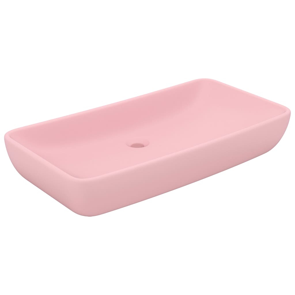 vidaXL Luxury Basin Rectangular Matt Pink 71x38 cm Ceramic