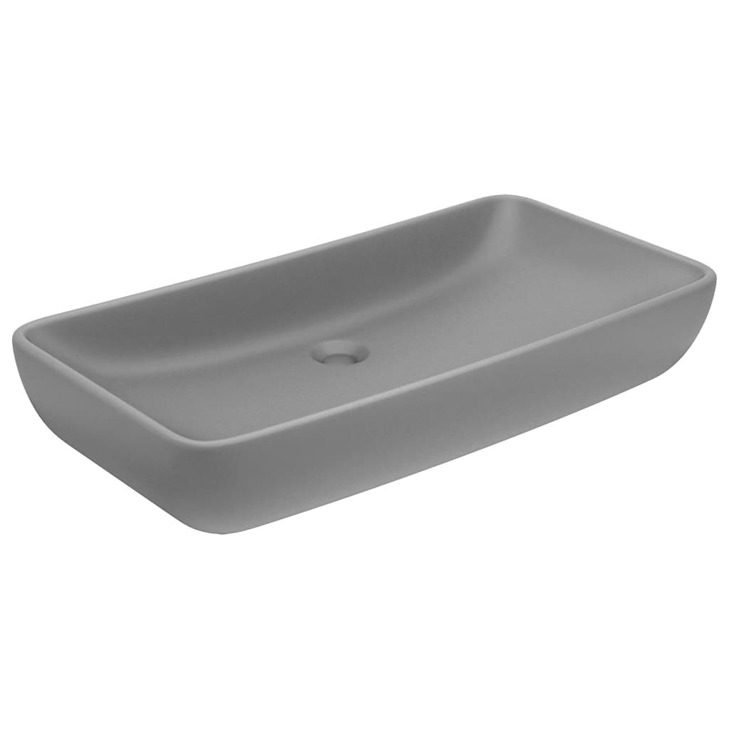 vidaXL Luxury Basin Rectangular Matt Light Grey 71x38 cm Ceramic