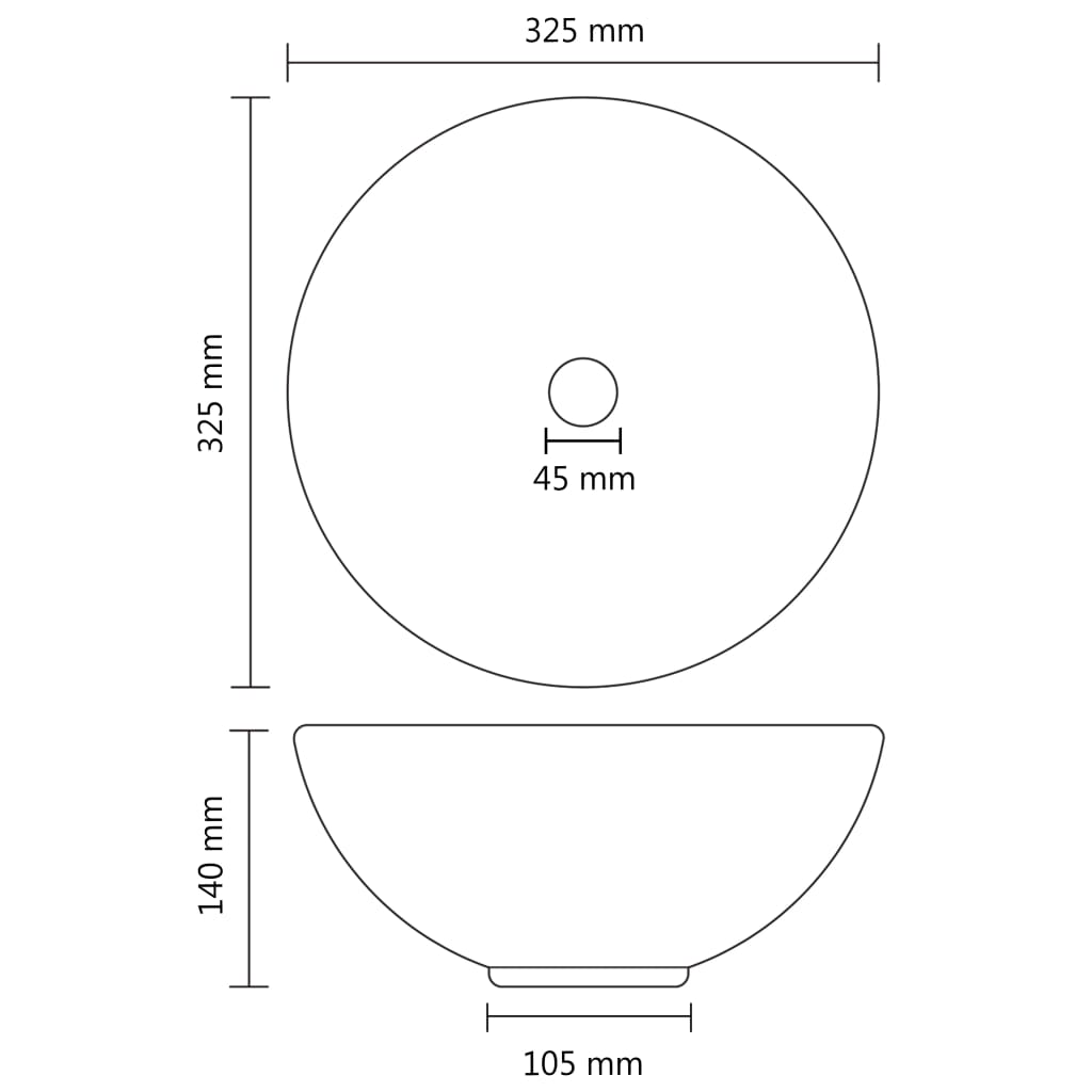 vidaXL Luxury Bathroom Basin Round Matt White 32.5x14 cm Ceramic