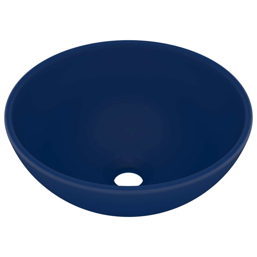 vidaXL Luxury Bathroom Basin Round Matt Dark Blue 32.5x14 cm Ceramic