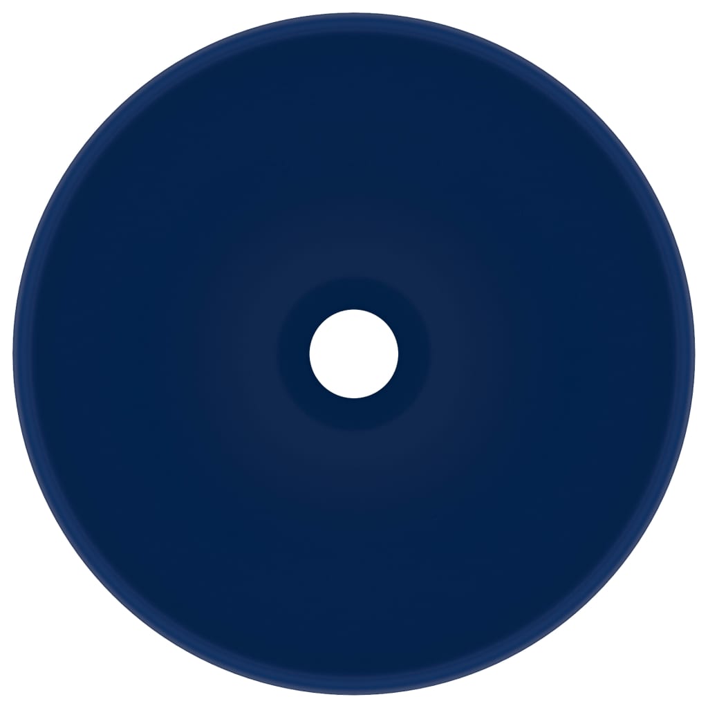 vidaXL Luxury Bathroom Basin Round Matt Dark Blue 32.5x14 cm Ceramic