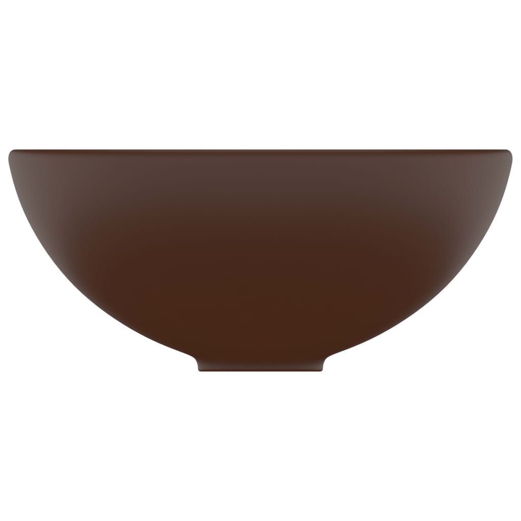 vidaXL Luxury Bathroom Basin Round Matt Dark Brown 32.5x14 cm Ceramic