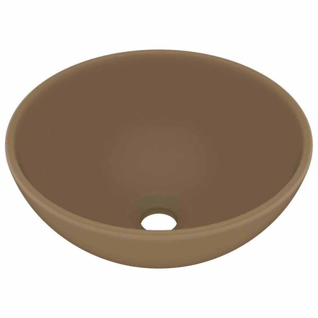 vidaXL Luxury Bathroom Basin Round Matt Cream 32.5x14 cm Ceramic