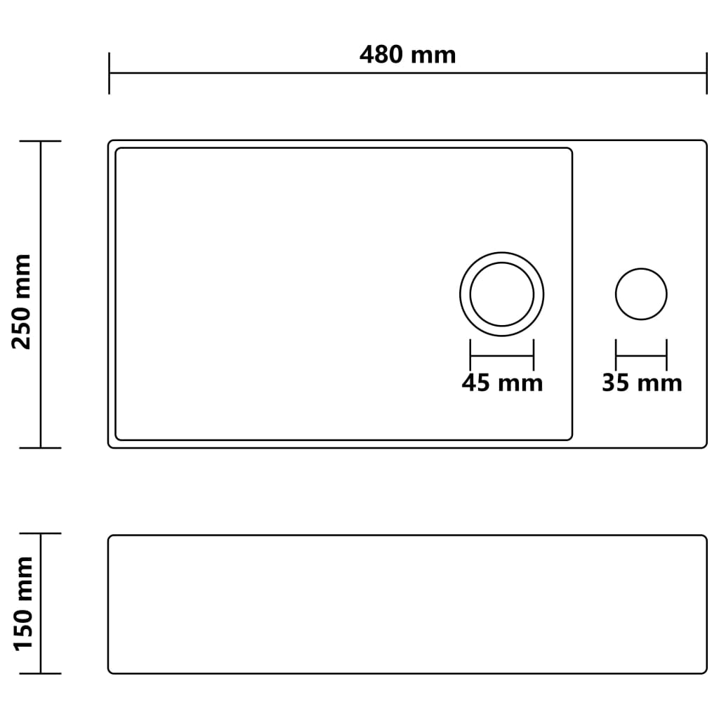 vidaXL Bathroom Sink with Overflow Ceramic Matt White