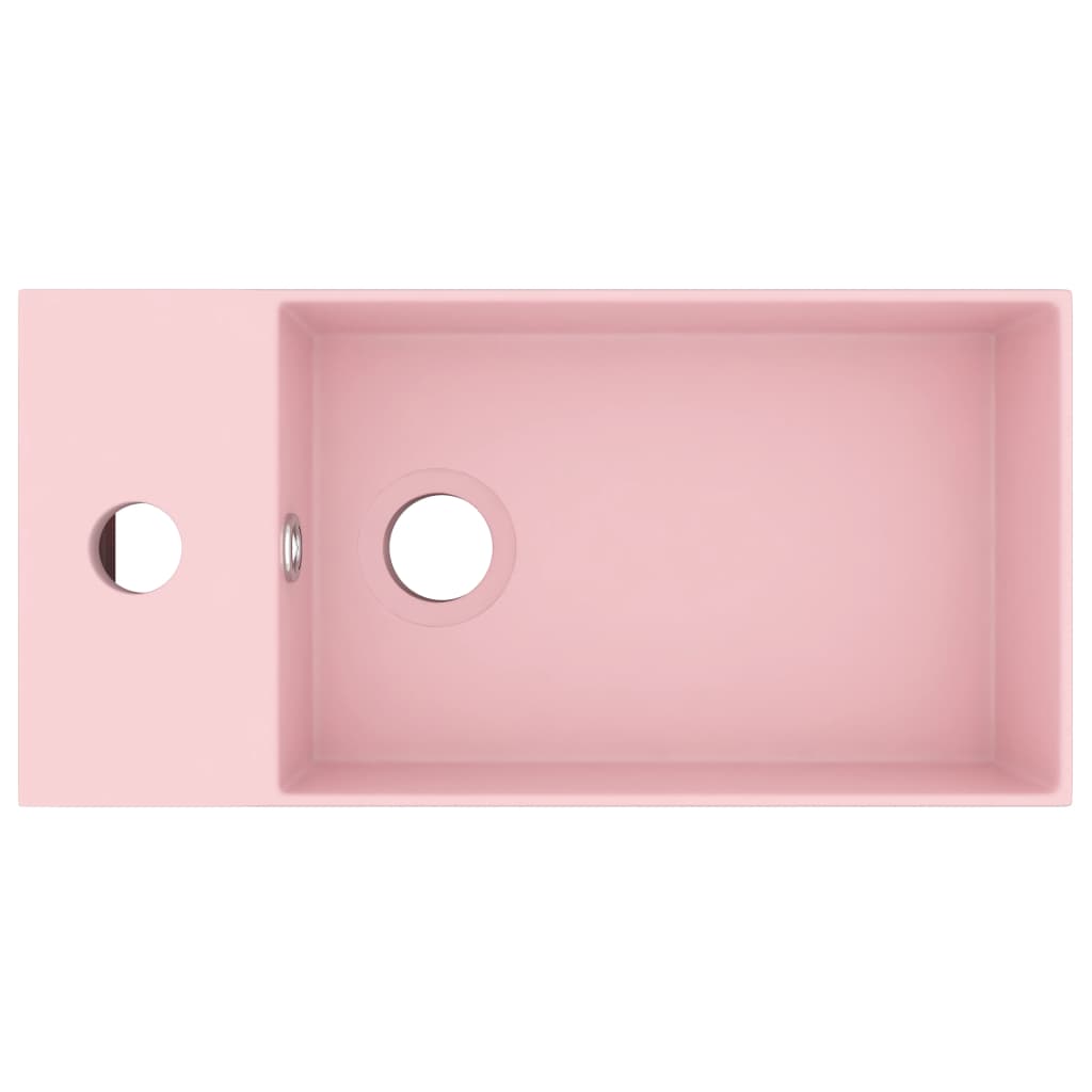 vidaXL Bathroom Sink with Overflow Ceramic Matt Pink