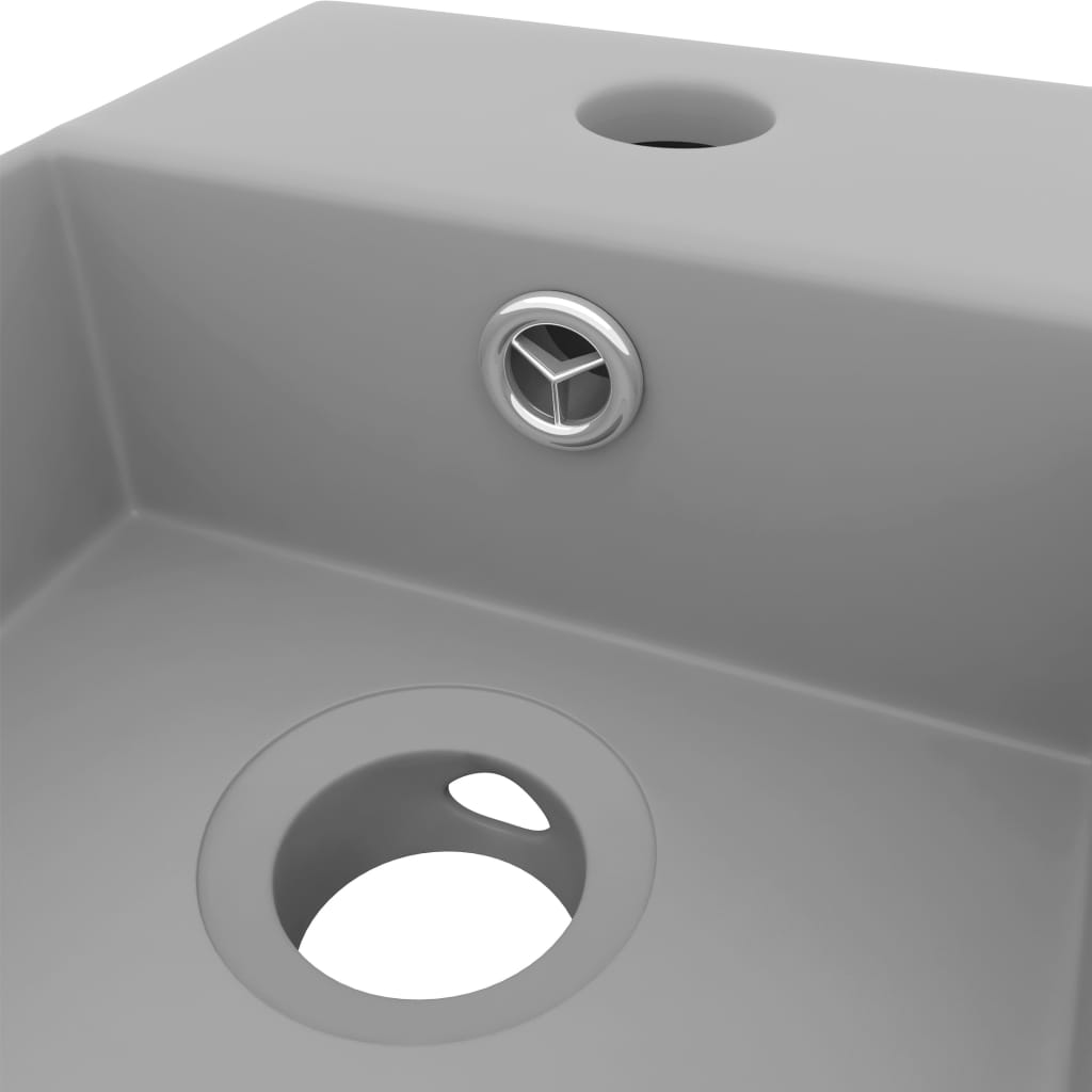 vidaXL Bathroom Sink with Overflow Ceramic Light Grey