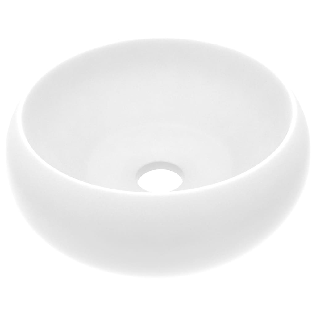 vidaXL Luxury Wash Basin Round Matt White 40x15 cm Ceramic