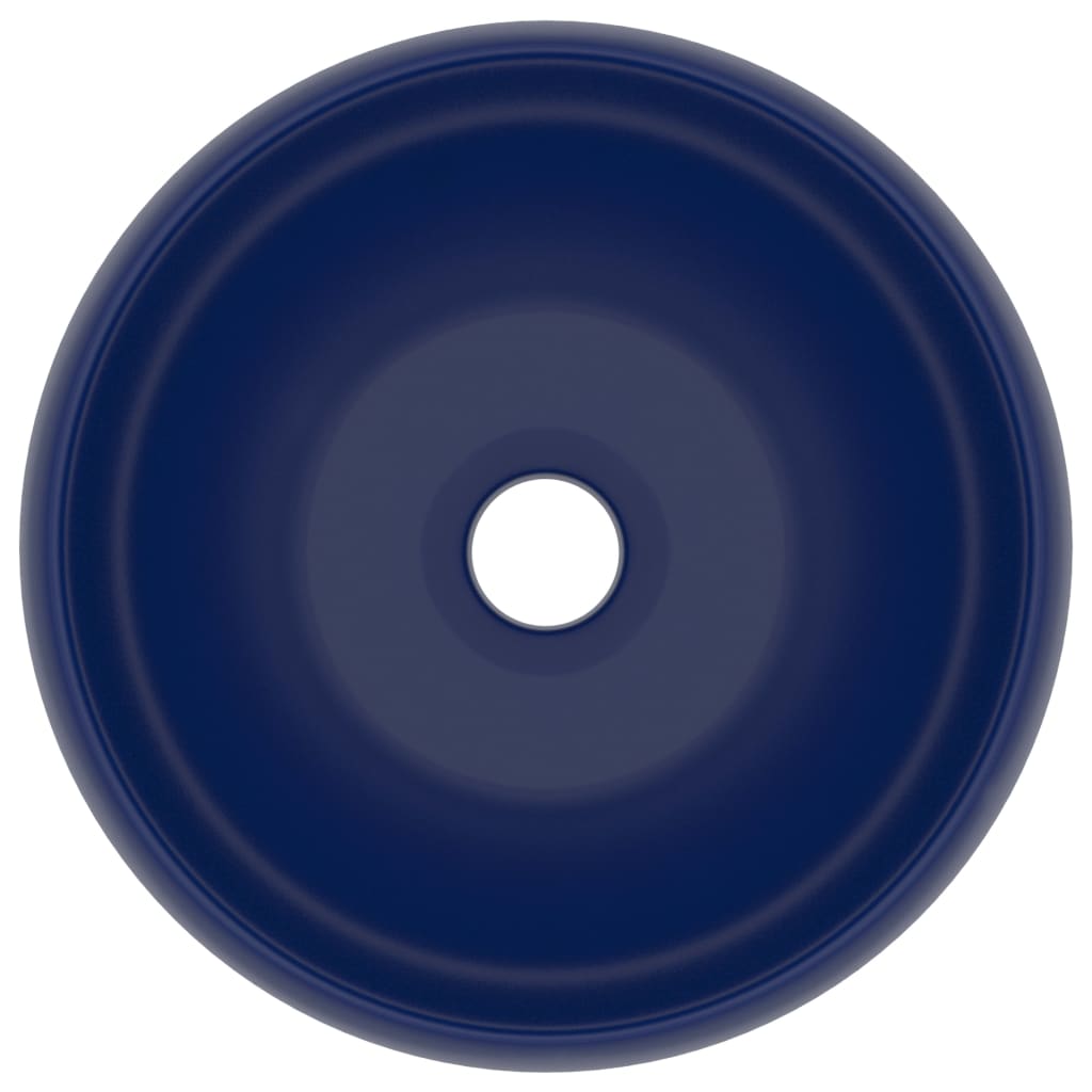 vidaXL Luxury Wash Basin Round Matt Dark Blue 40x15 cm Ceramic