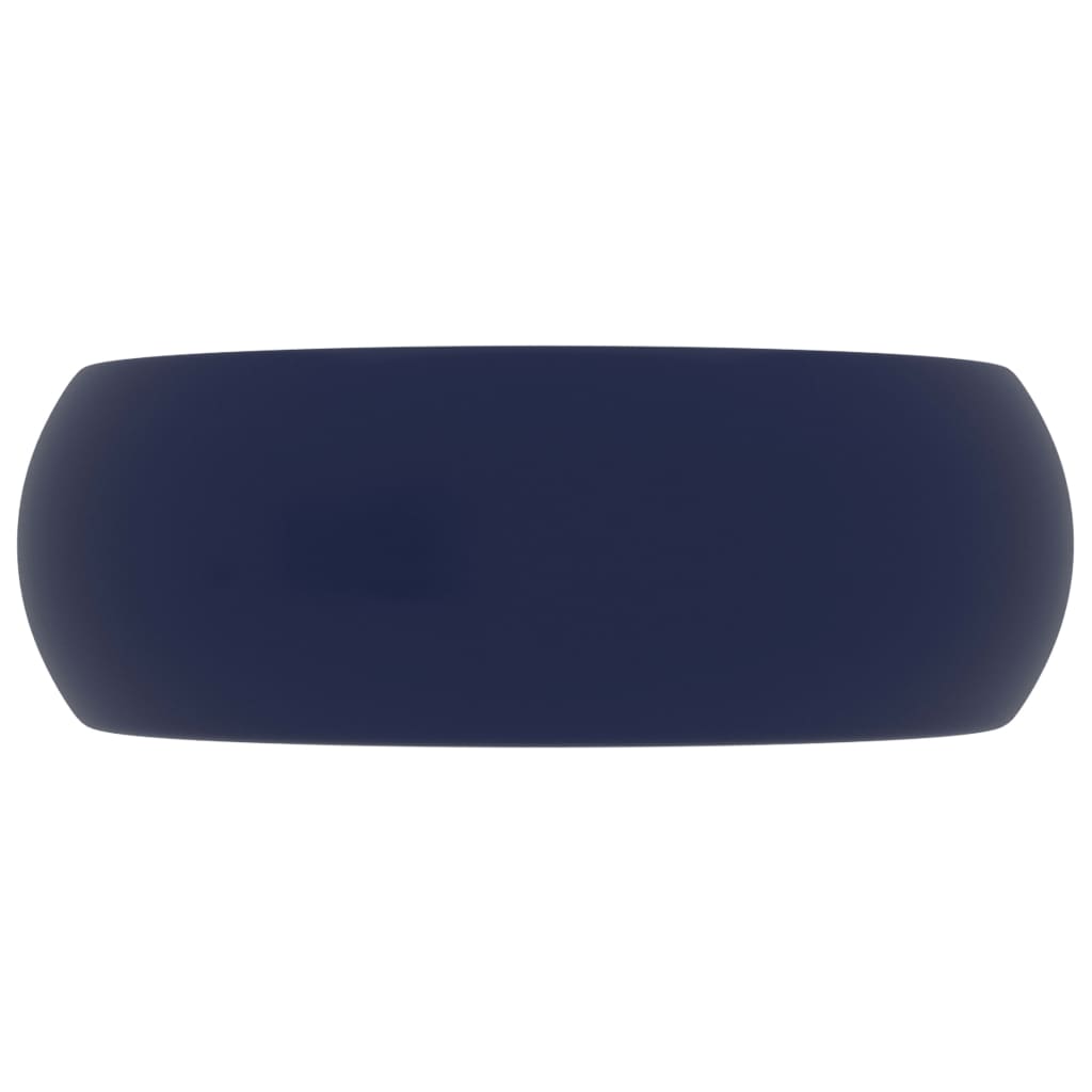 vidaXL Luxury Wash Basin Round Matt Dark Blue 40x15 cm Ceramic