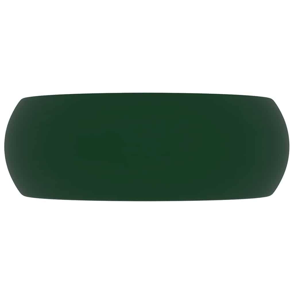 Luxury Wash Basin Round Matt Dark Green 40x15 cm Ceramic