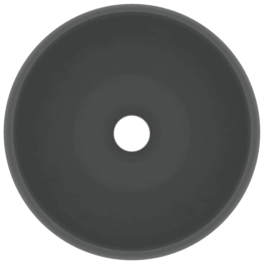 Luxury Wash Basin Round Matt Dark Grey 40x15 cm Ceramic