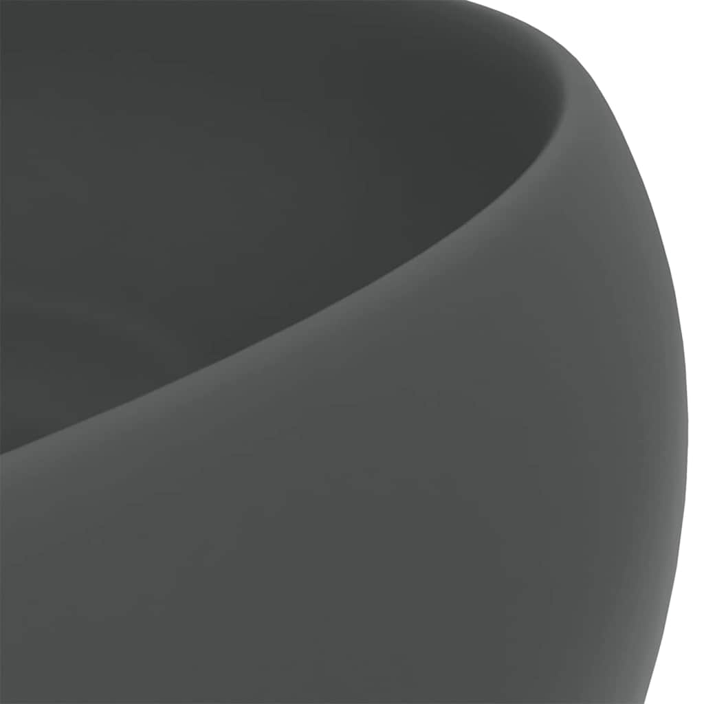Luxury Wash Basin Round Matt Dark Grey 40x15 cm Ceramic