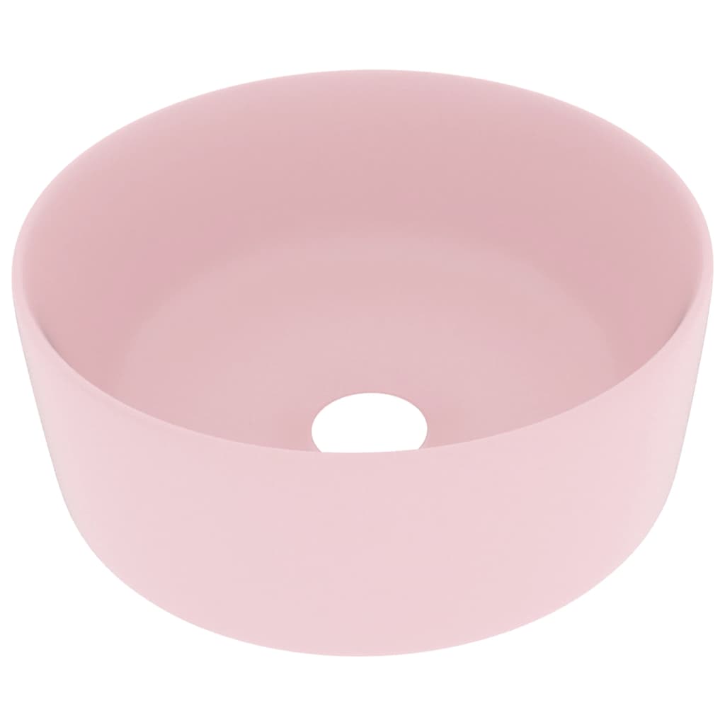 vidaXL Luxury Wash Basin Round Matt Pink 40x15 cm Ceramic