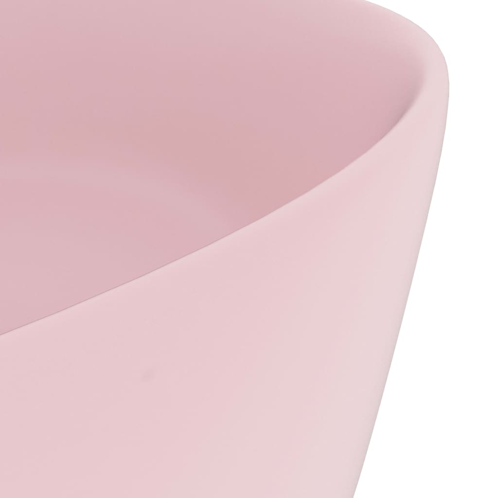 vidaXL Luxury Wash Basin Round Matt Pink 40x15 cm Ceramic