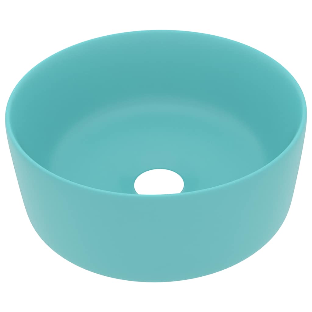 Luxury Wash Basin Round Matt Light Green 40x15 cm Ceramic