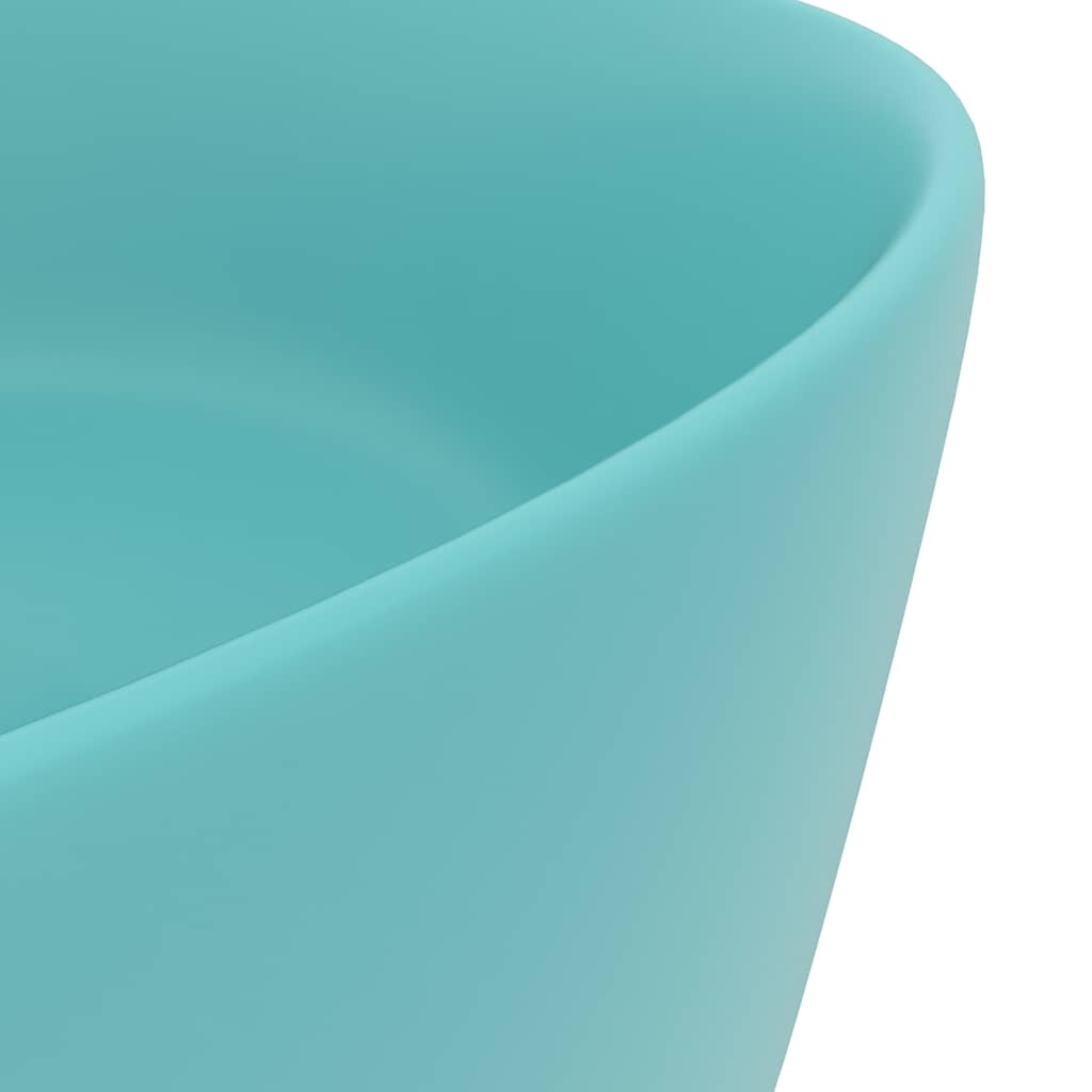 Luxury Wash Basin Round Matt Light Green 40x15 cm Ceramic