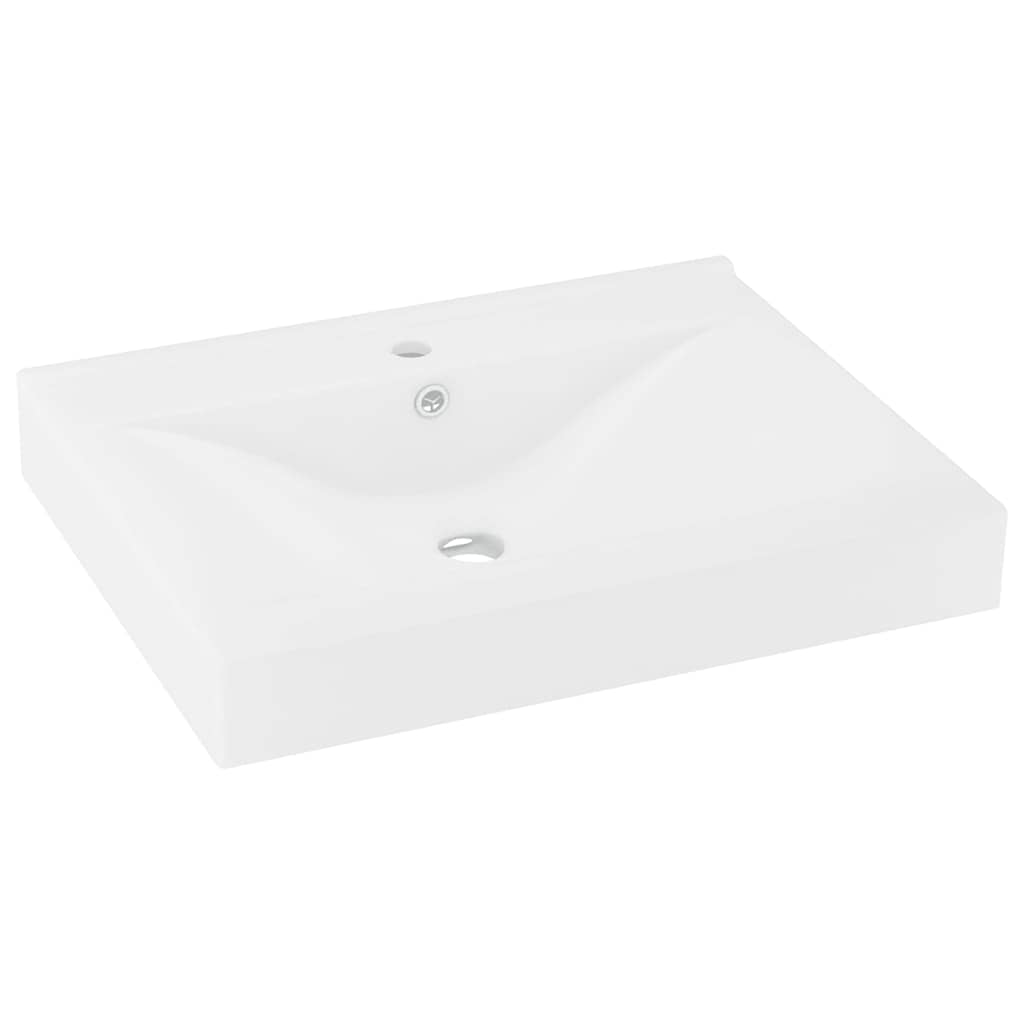 Luxury Basin with Faucet Hole Matt White 60x46 cm Ceramic