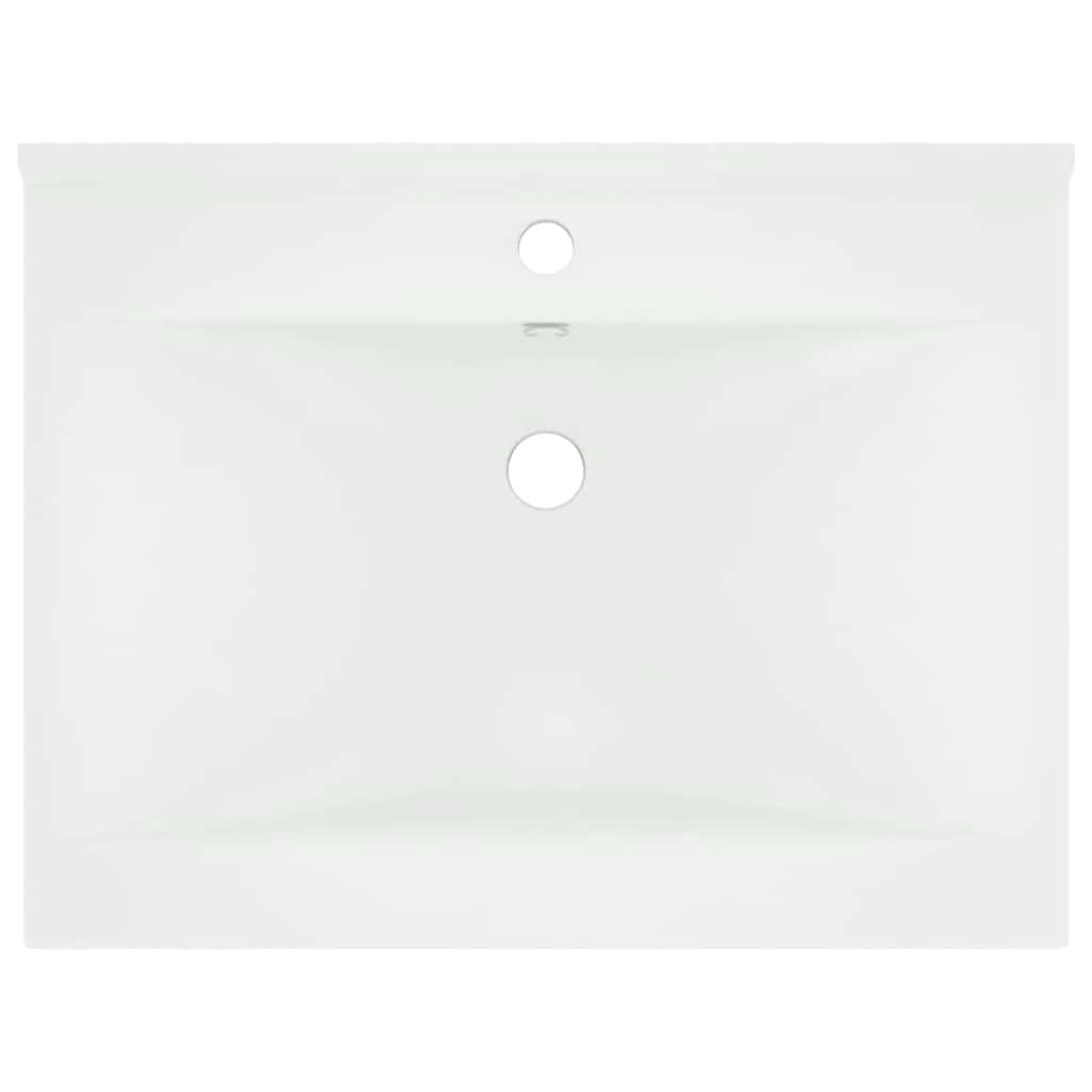 Luxury Basin with Faucet Hole Matt White 60x46 cm Ceramic