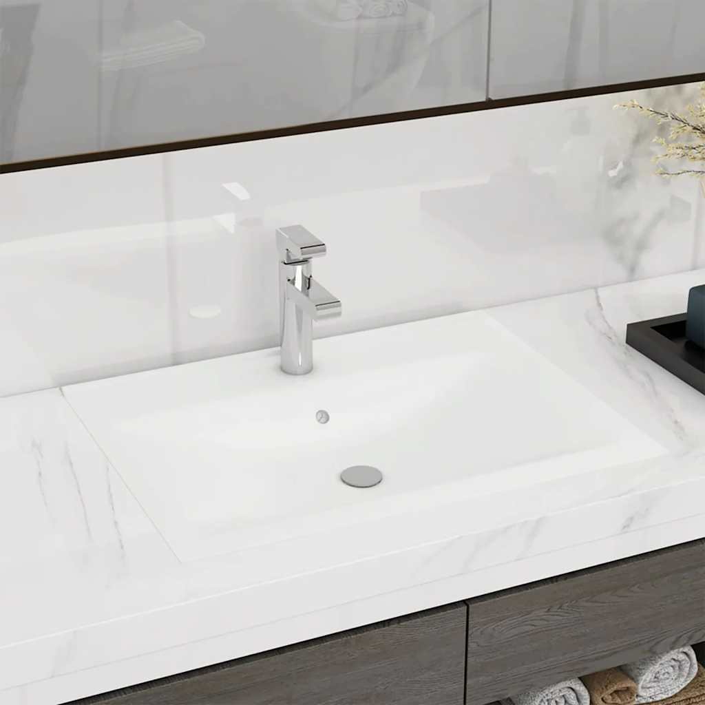 Luxury Basin with Faucet Hole Matt White 60x46 cm Ceramic