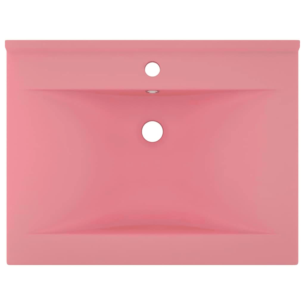 Luxury Basin with Faucet Hole Matt Pink 60x46 cm Ceramic
