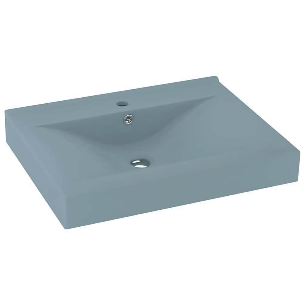 Luxury Basin with Faucet Hole Matt Light Blue 60x46 cm Ceramic
