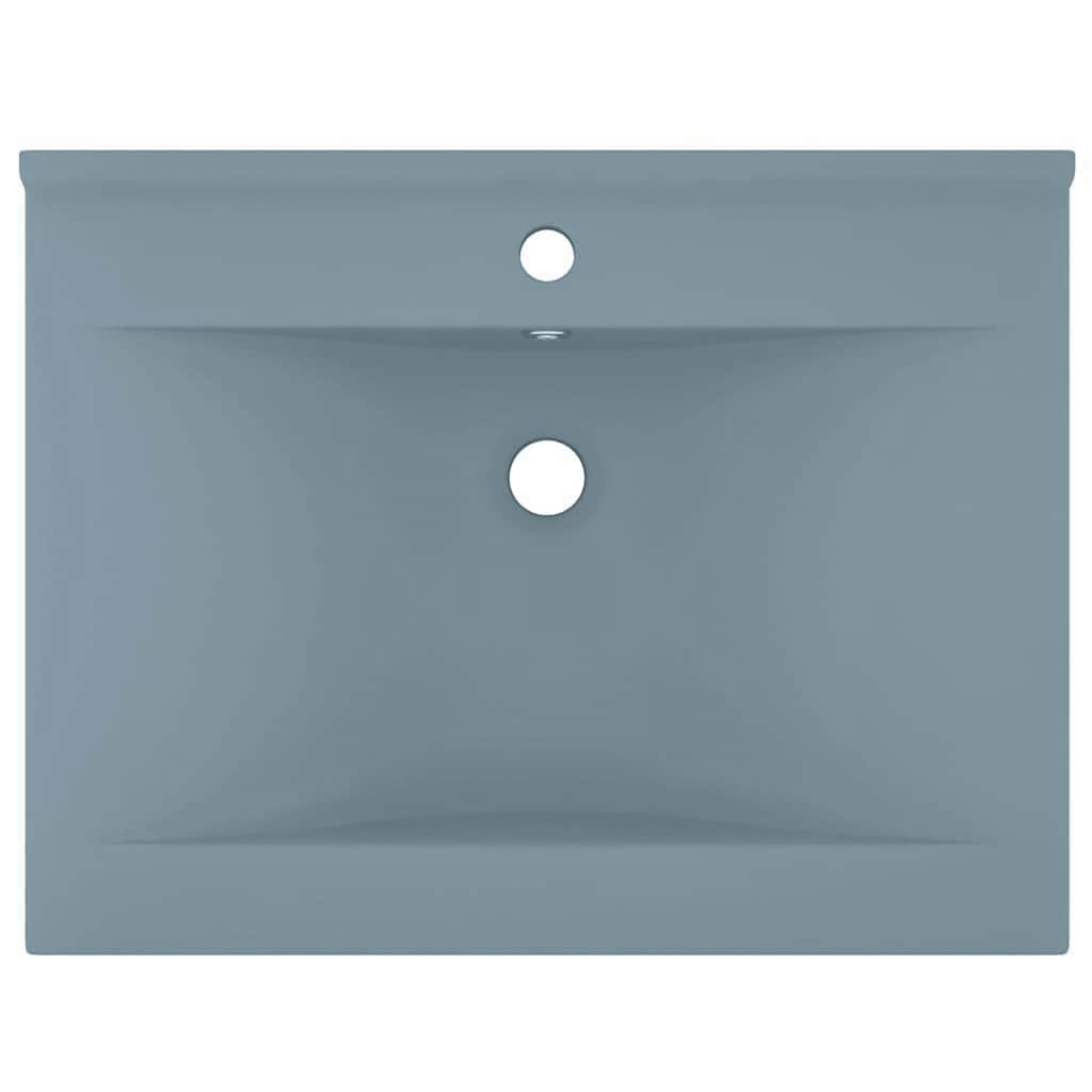 Luxury Basin with Faucet Hole Matt Light Blue 60x46 cm Ceramic