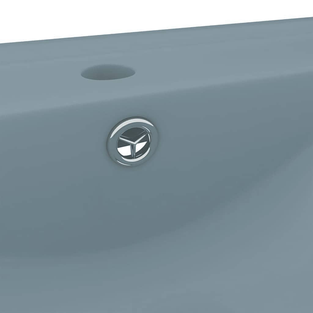 Luxury Basin with Faucet Hole Matt Light Blue 60x46 cm Ceramic