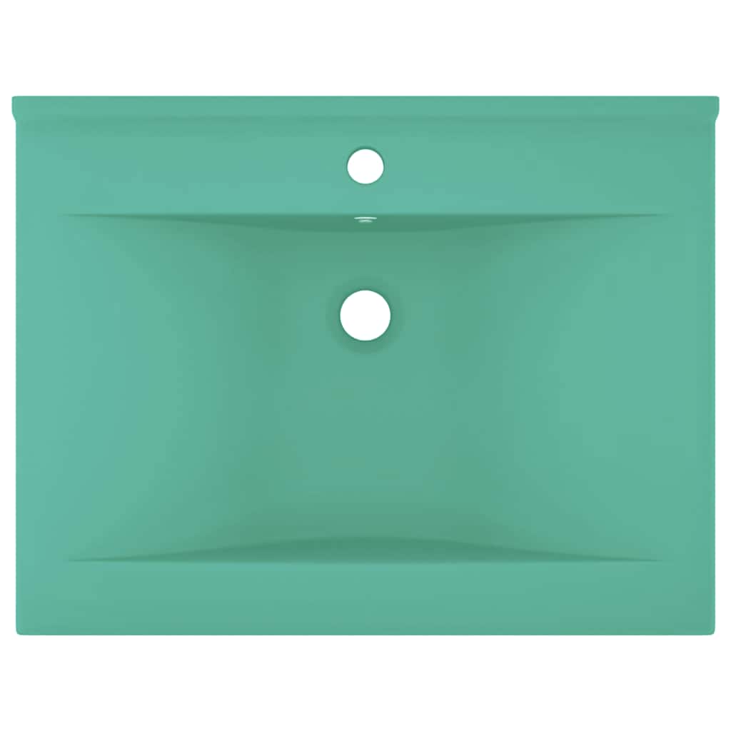 Luxury Basin with Faucet Hole Matt Light Green 60x46 cm Ceramic