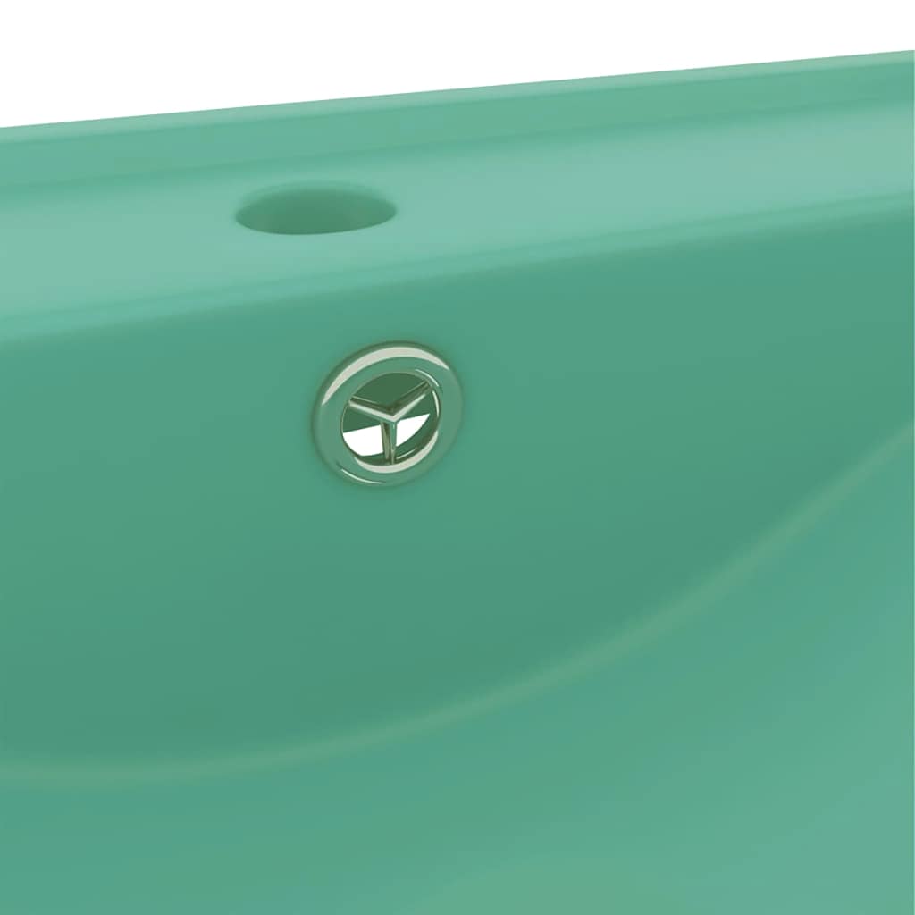 Luxury Basin with Faucet Hole Matt Light Green 60x46 cm Ceramic
