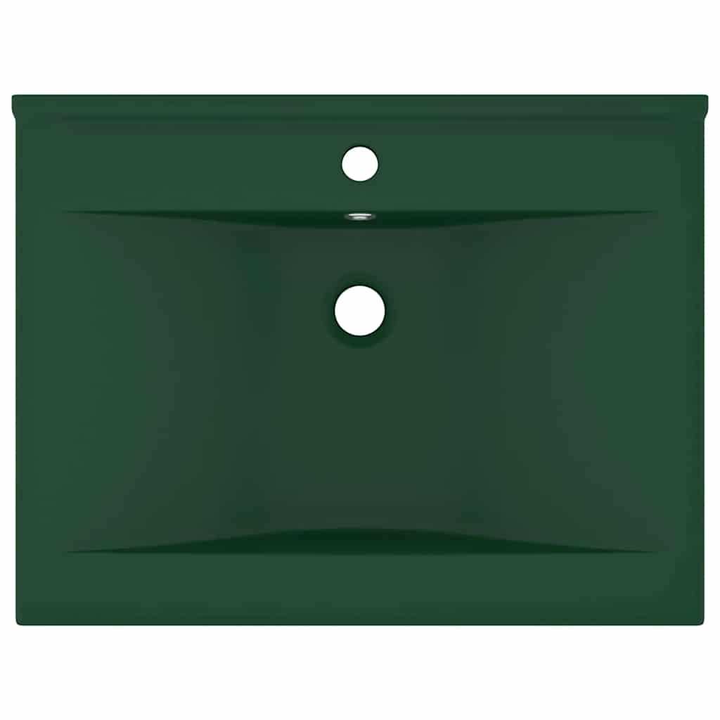 Luxury Basin with Faucet Hole Matt Dark Green 60x46 cm Ceramic