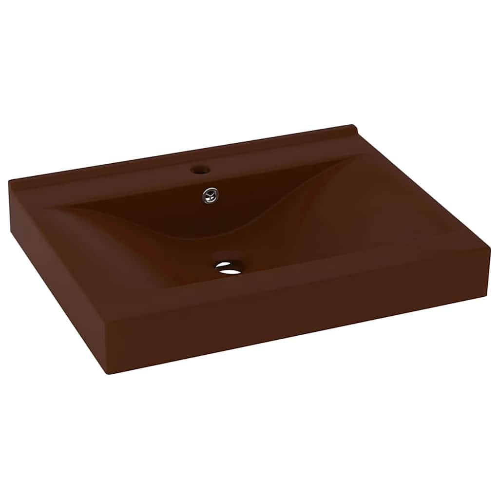 Luxury Basin with Faucet Hole Matt Dark Brown 60x46 cm Ceramic