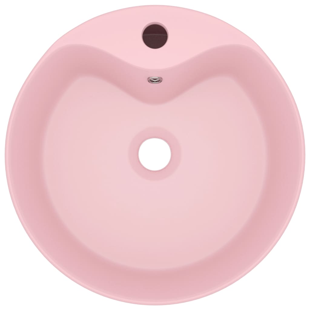 vidaXL Luxury Wash Basin with Overflow Matt Pink 36x13 cm Ceramic