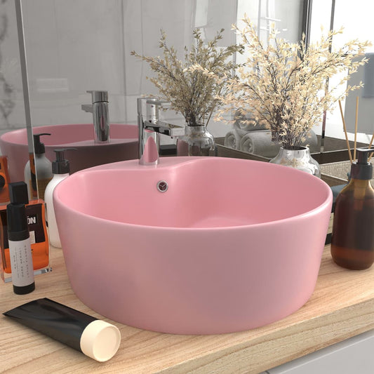 vidaXL Luxury Wash Basin with Overflow Matt Pink 36x13 cm Ceramic