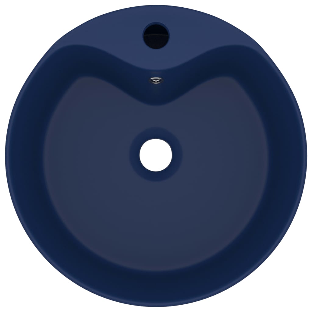 vidaXL Luxury Wash Basin with Overflow Matt Dark Blue 36x13 cm Ceramic