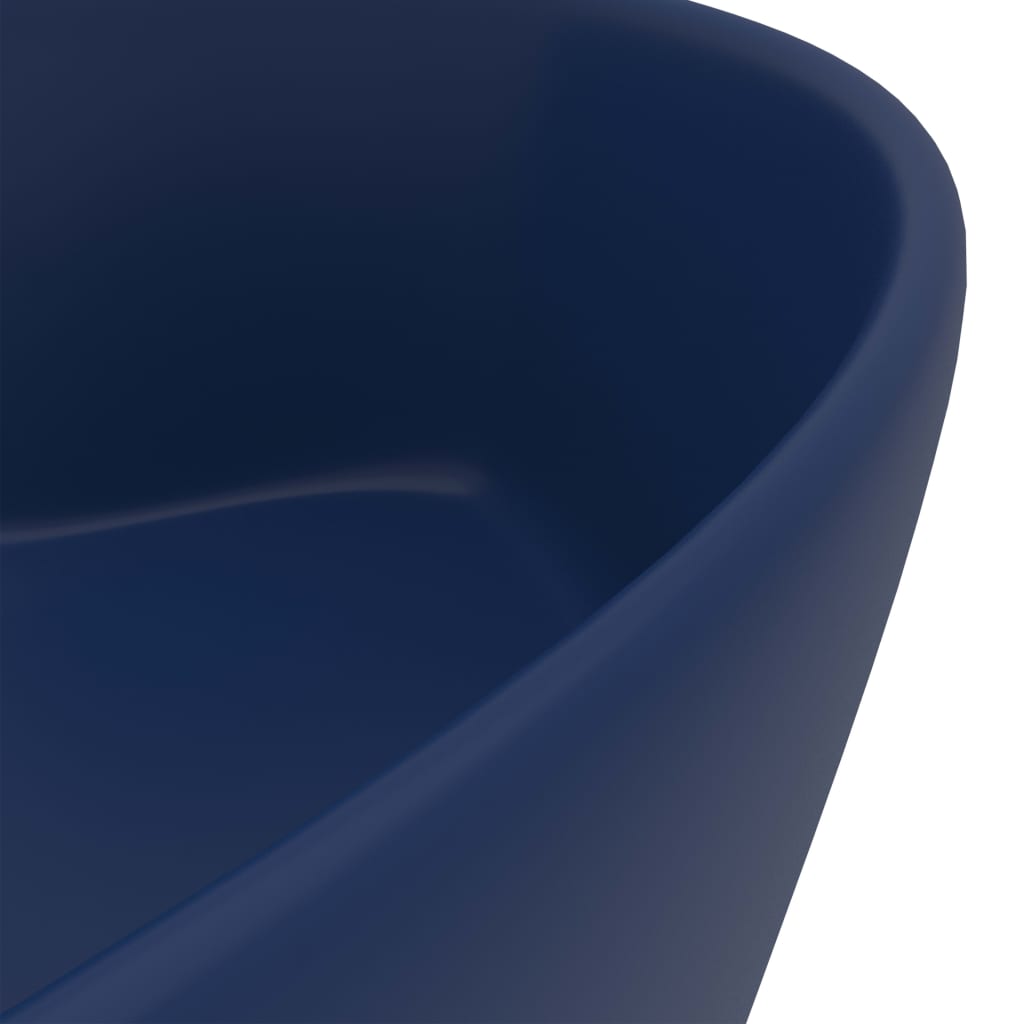 vidaXL Luxury Wash Basin with Overflow Matt Dark Blue 36x13 cm Ceramic