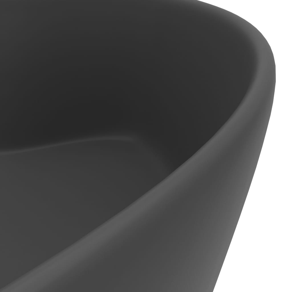 vidaXL Luxury Wash Basin with Overflow Matt Dark Grey 36x13 cm Ceramic