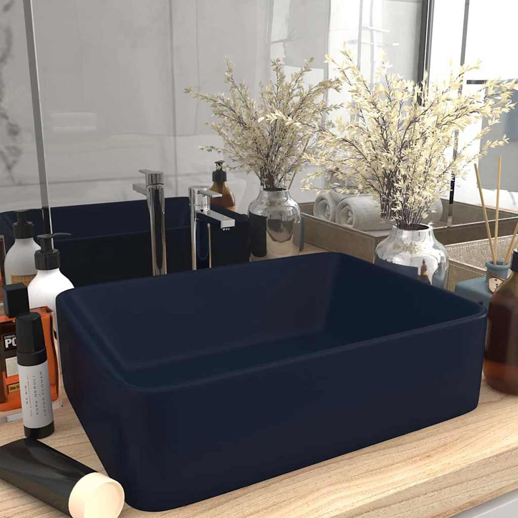 Luxury Wash Basin Matt Dark Blue 41x30x12 cm Ceramic