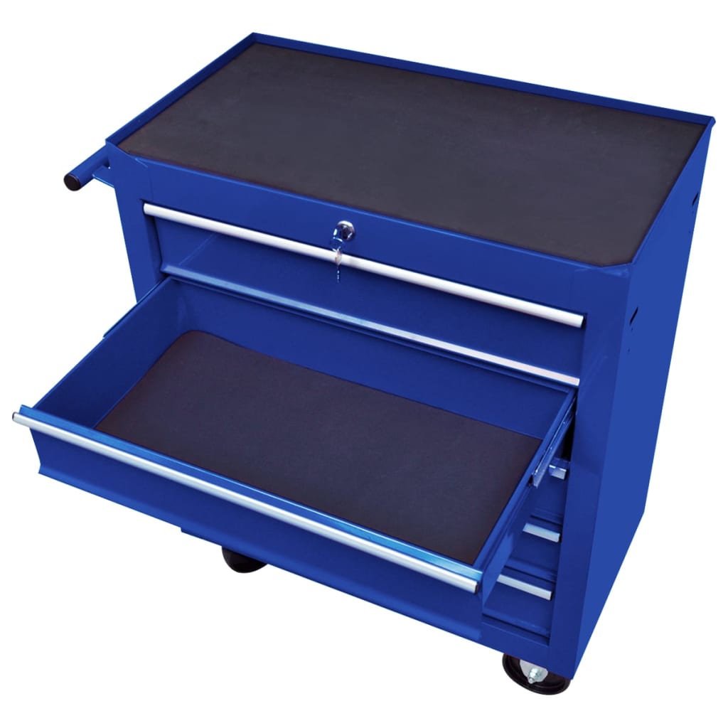 vidaXL Workshop Tool Trolley with 5 Drawers Blue