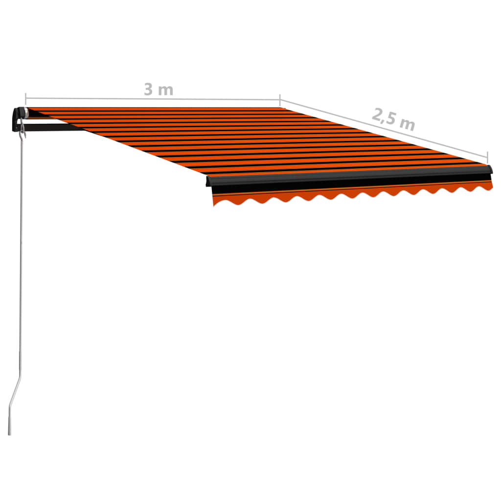 Manual Retractable Awning 300x250 cm Orange and Brown