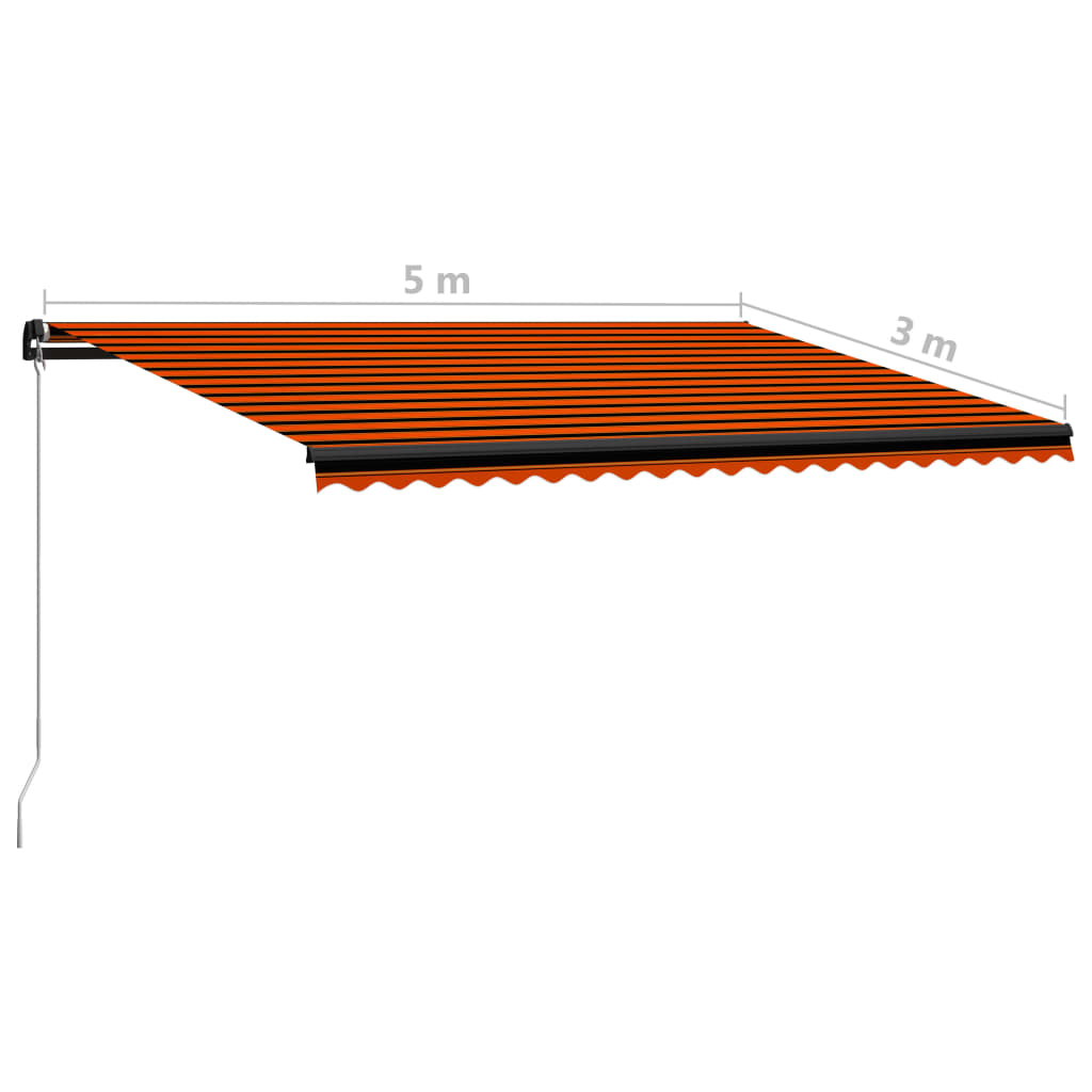 vidaXL Manual Retractable Awning 500x300 cm Orange and Brown