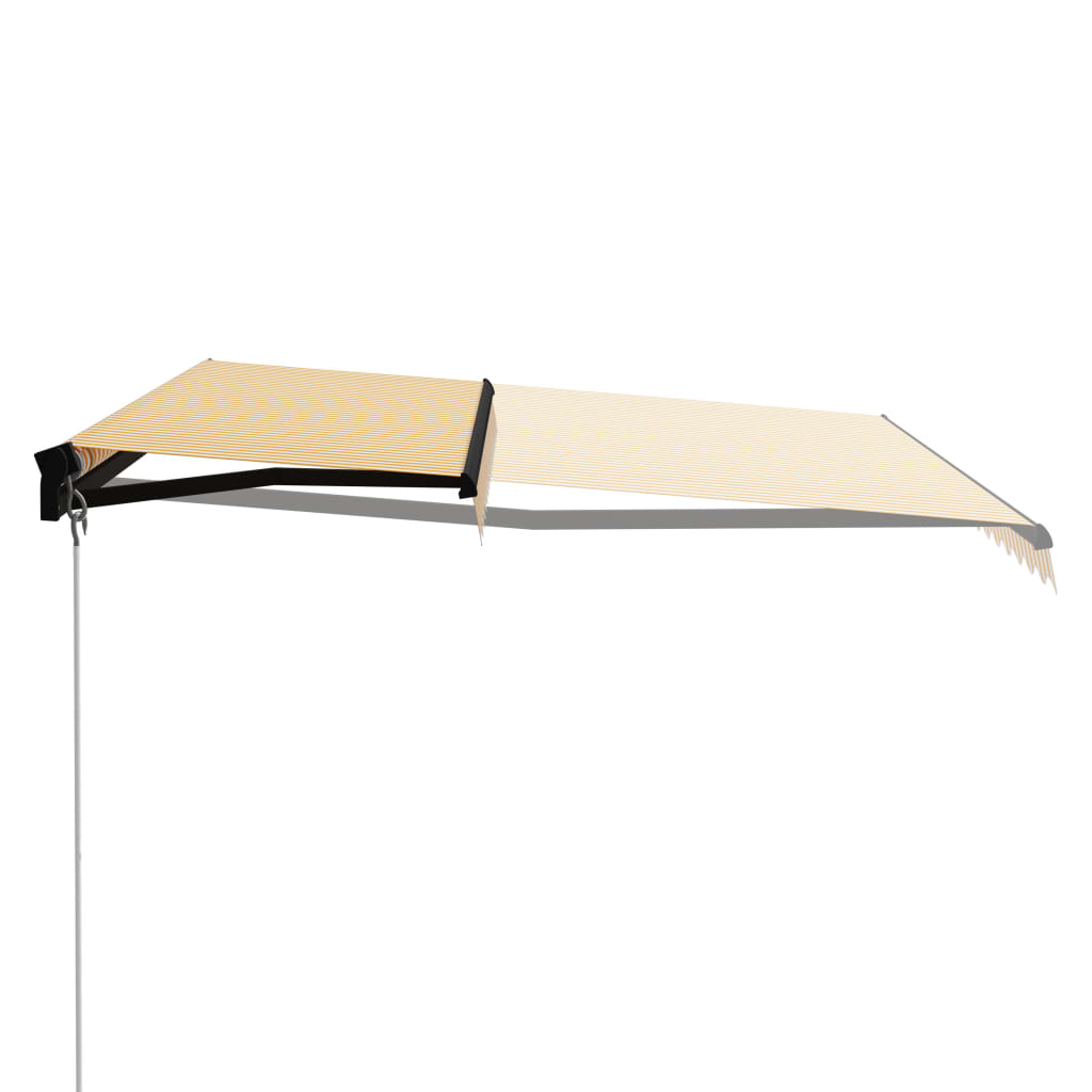 vidaXL Manual Retractable Awning with LED 400x300 cm Yellow and White