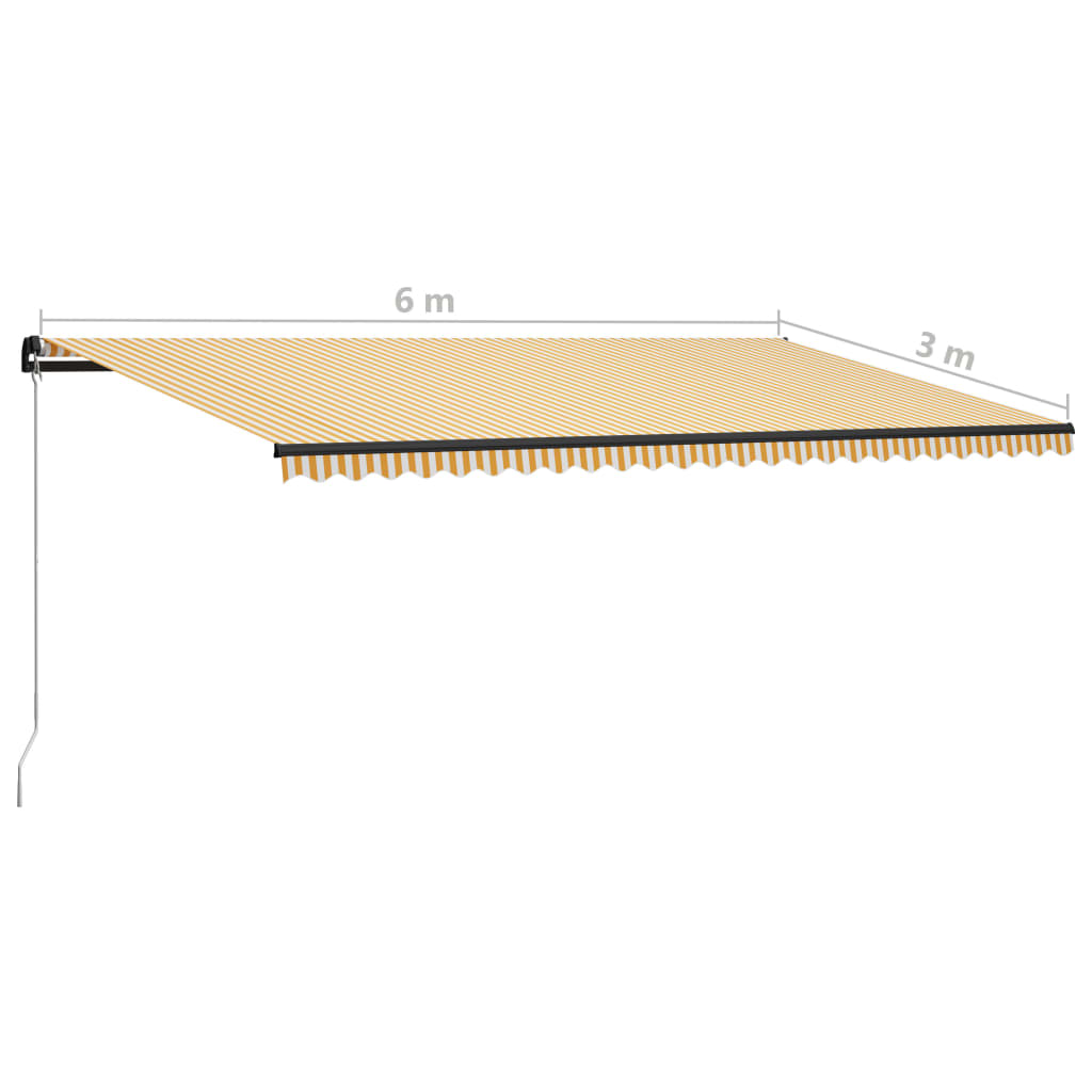 vidaXL Manual Retractable Awning with LED 600x300 cm Yellow and White