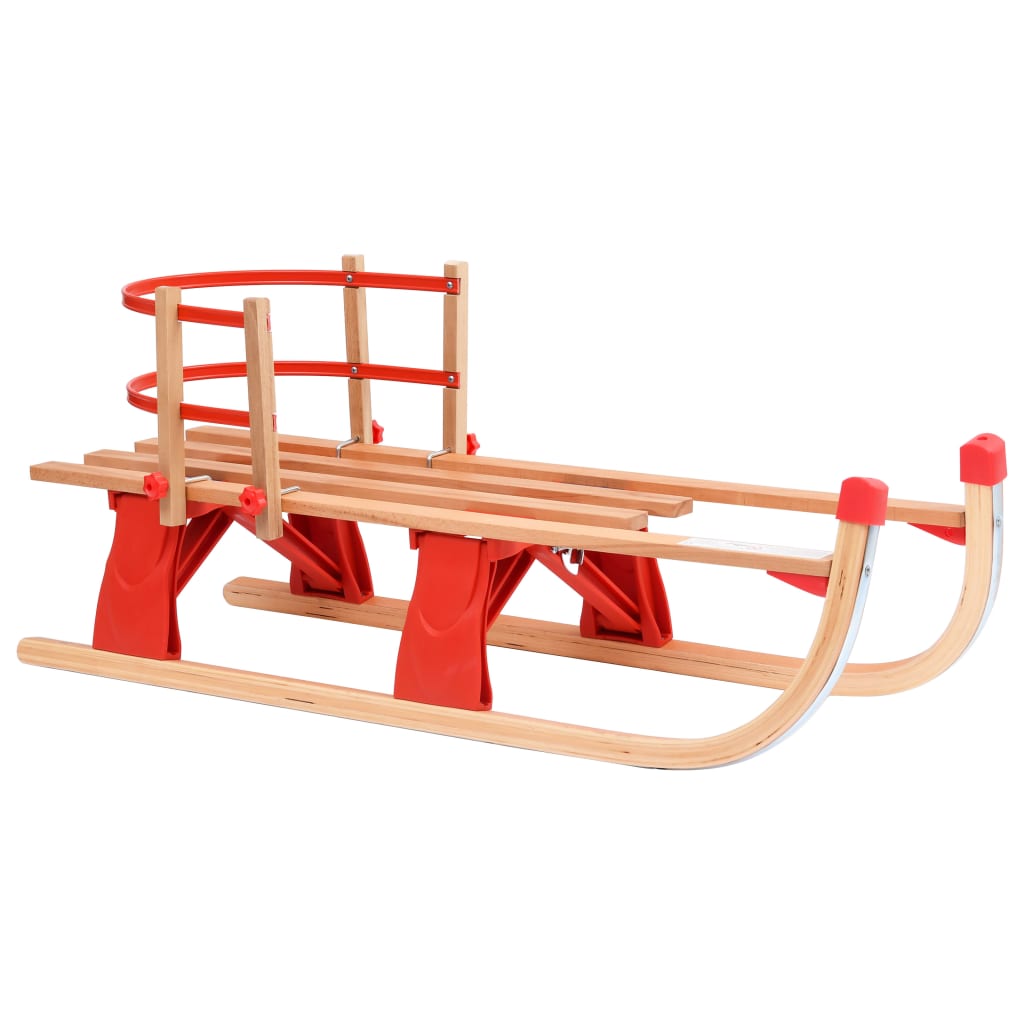 vidaXL Folding Snow Sledge with Backrest 119 cm Wood