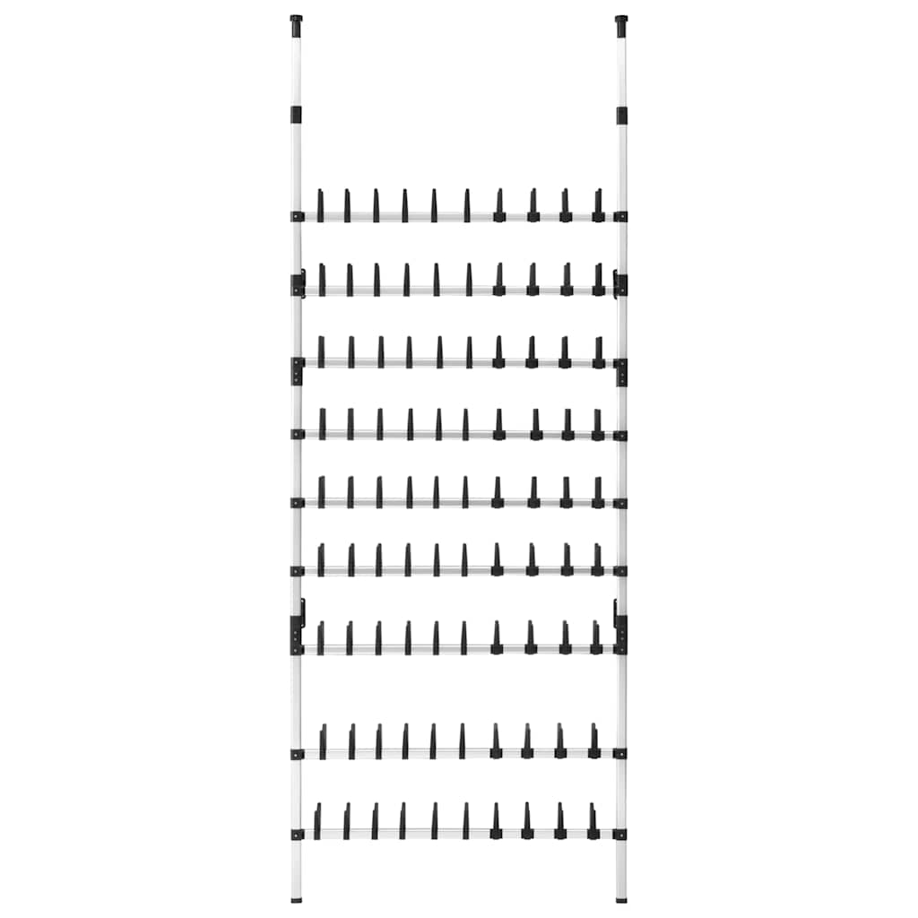 Telescopic Shoe Rack with Rods Aluminium