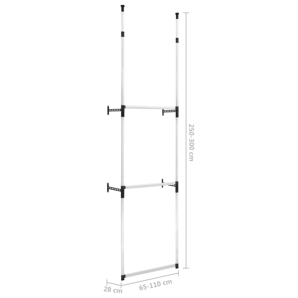 vidaXL Telescopic Wardrobe System with Rods Aluminium