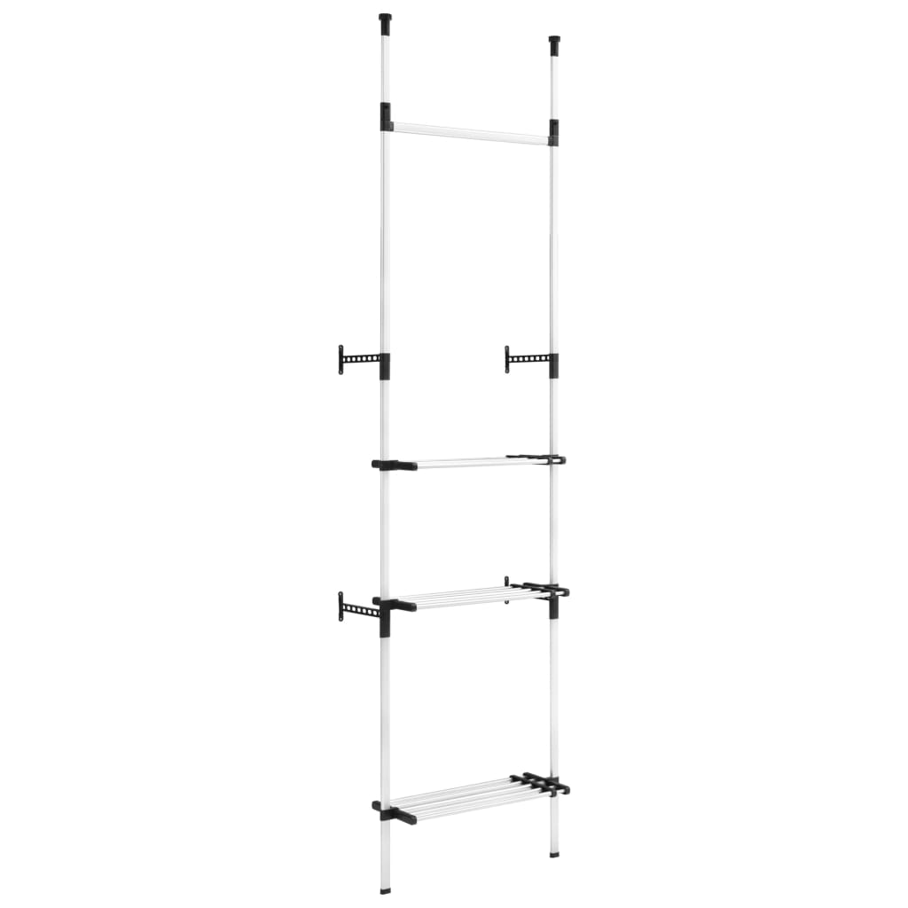 vidaXL Telescopic Wardrobe System with Rods and Shelf Aluminium