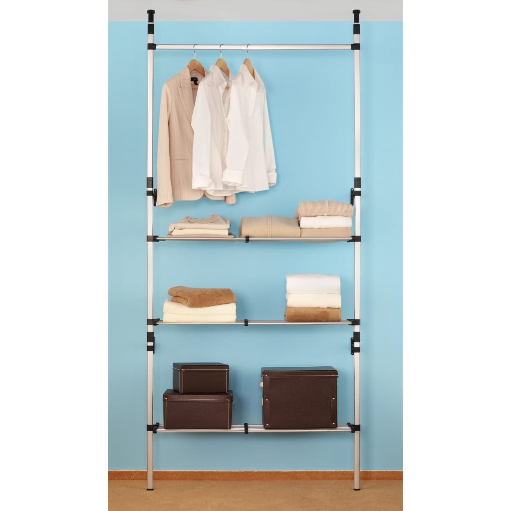 vidaXL Telescopic Wardrobe System with Rods and Shelf Aluminium