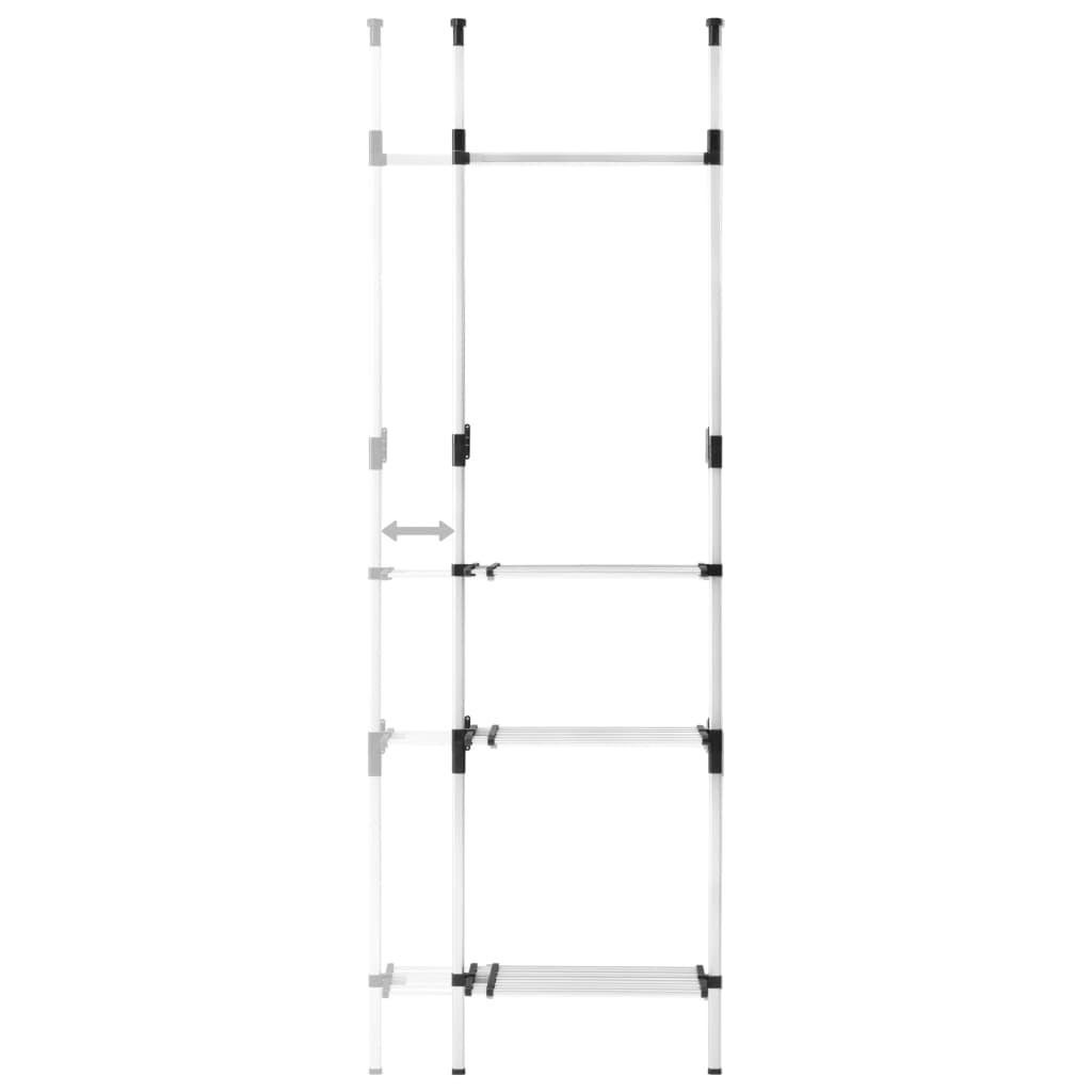 vidaXL Telescopic Wardrobe System with Rods and Shelf Aluminium